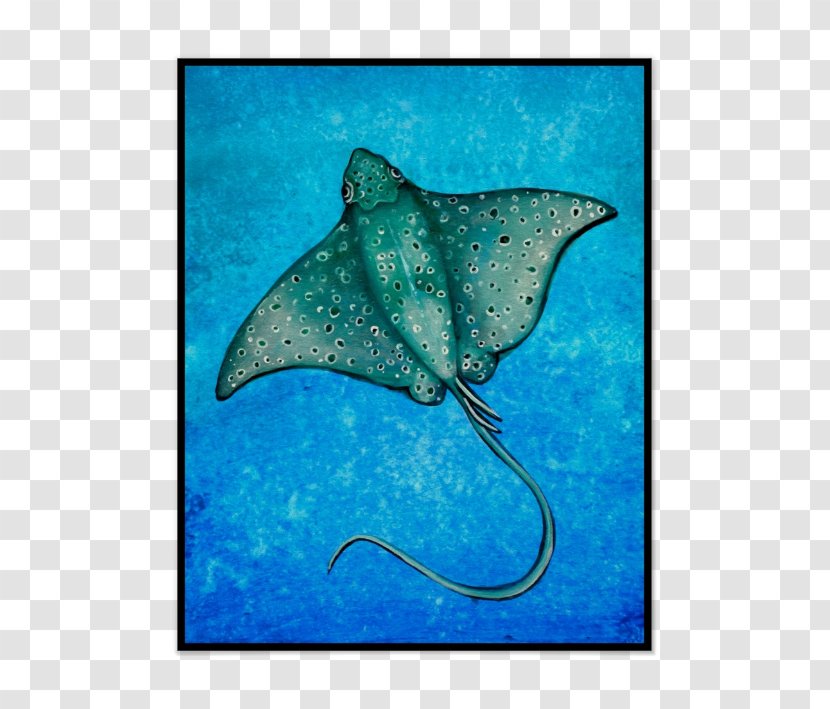 Myliobatoidei Aquatic Animal Marine Mammal Watercolor Painting - Turquoise Transparent PNG