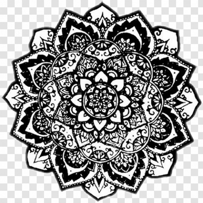 Mandala PicsArt Photo Studio Loca Drawing - Black And White - Embroidered Effect Ui Transparent PNG