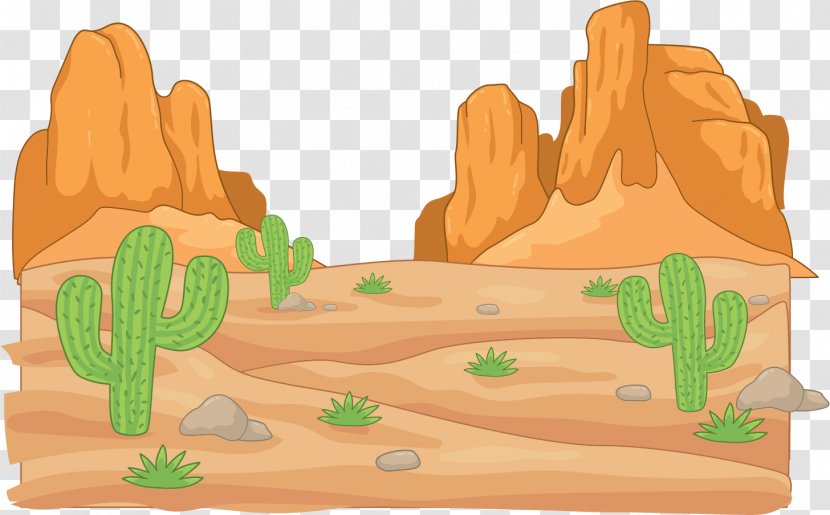 Desert Cartoon Drawing Cactaceae - Poster - Dry Rock Transparent PNG