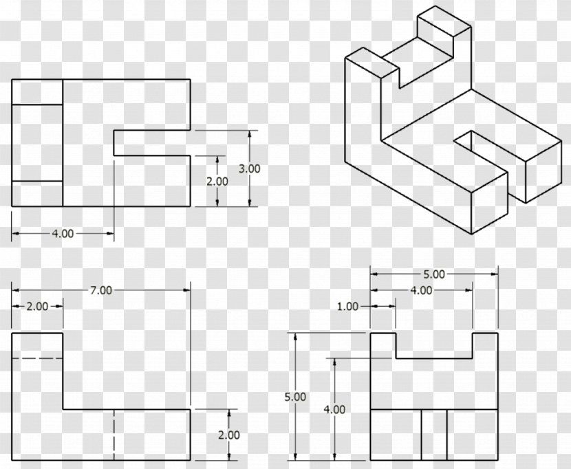 Floor Plan Drawing Multiview Projection Isometric Graphical - Artwork - Monochrome Transparent PNG