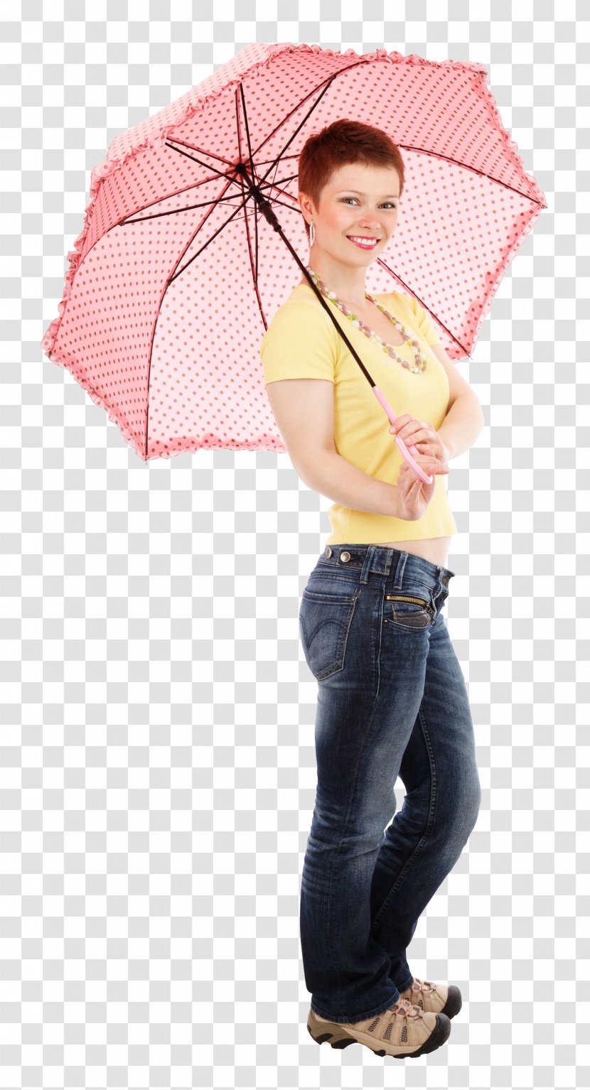 Umbrella Woman - Frame - Young Happy Standing With Transparent PNG