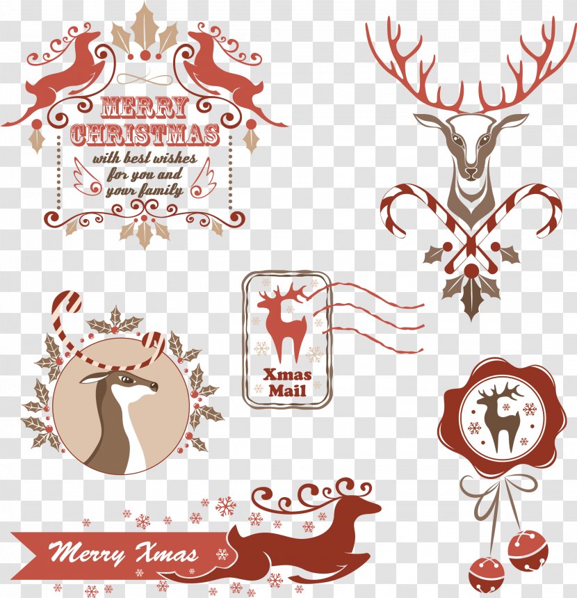 Reindeer Santa Claus Christmas Clip Art - Transparency And Translucency - A Variety Of Decorative Material Vector Deer Transparent PNG