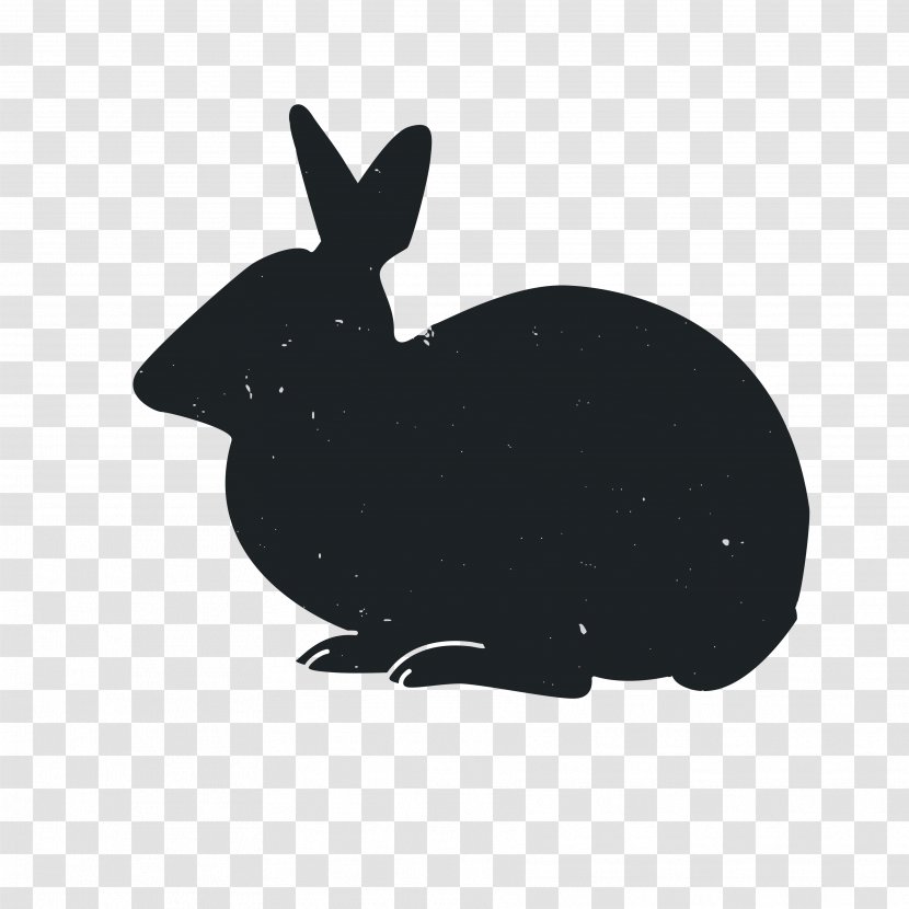 Domestic Rabbit Animal Black And White - Mammal - Silhouettes Transparent PNG