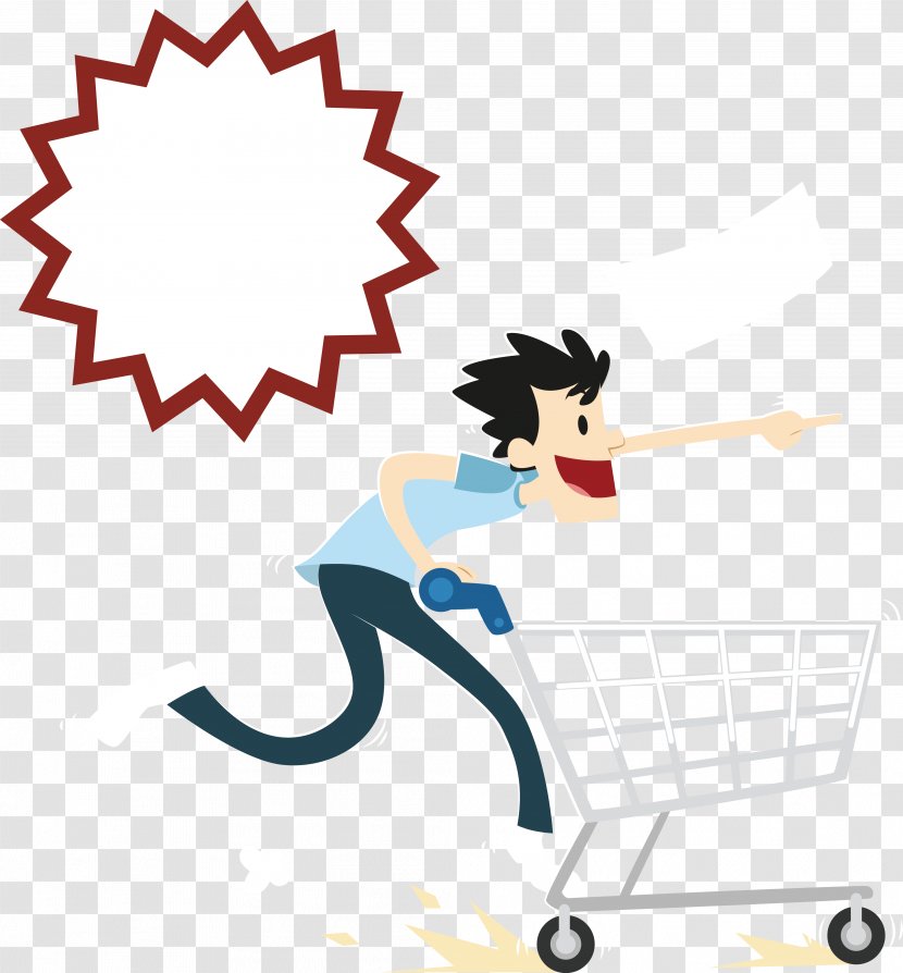 Shopping Cart Rushed To The Mall - Silhouette - Heart Transparent PNG