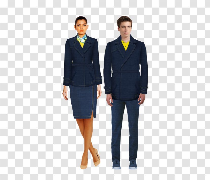 Blazer Uniform Sleeve Clothing Tuxedo - Electric Blue - Flight Stewardess Transparent PNG