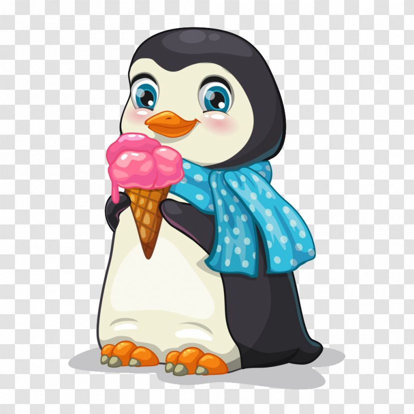 Ice Cream Penguin Euclidean Vector Illustration - Flightless Bird - Cute Cartoon Transparent PNG
