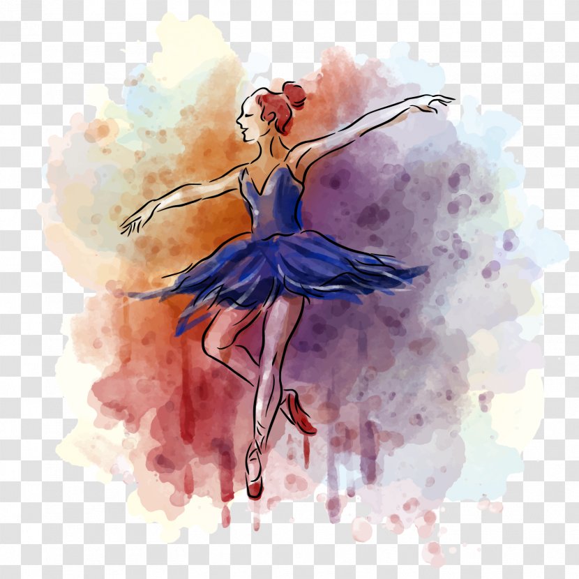Ballet Dancer Watercolor Painting Balerin - Cartoon - Vector Transparent PNG