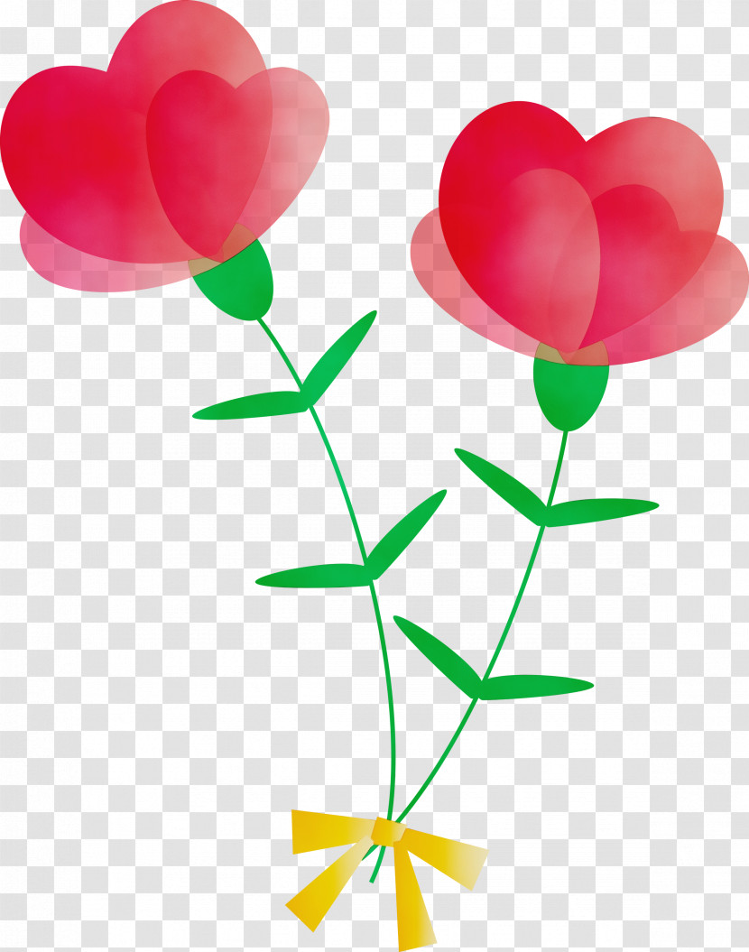 Red Pink Flower Petal Plant Stem Transparent PNG