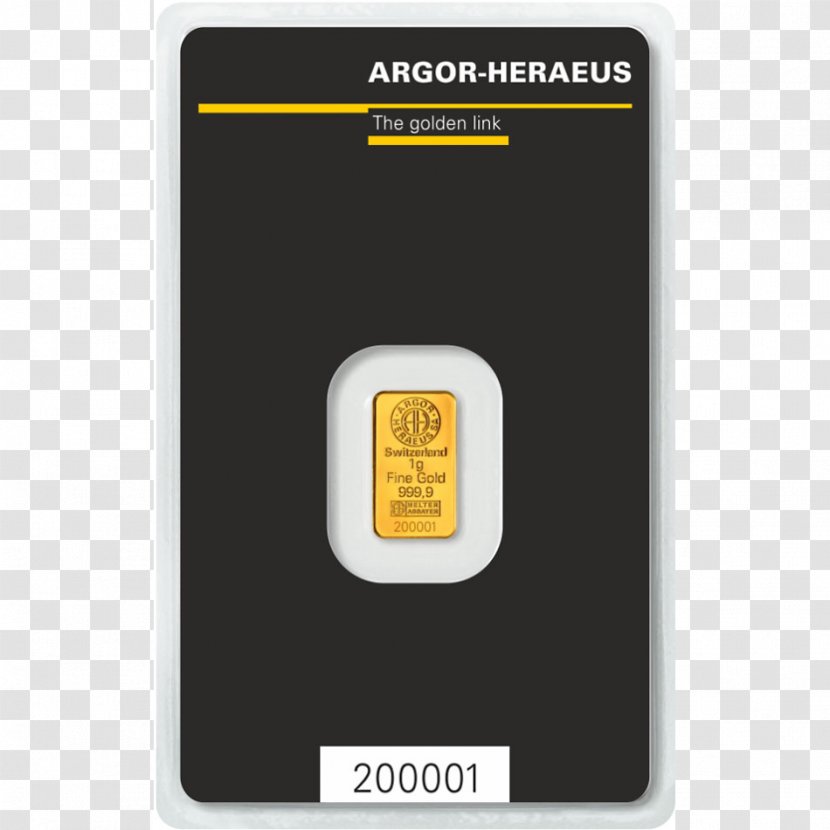 Gold Bar Argor Heraeus Gram Kinebar - Bullion Transparent PNG