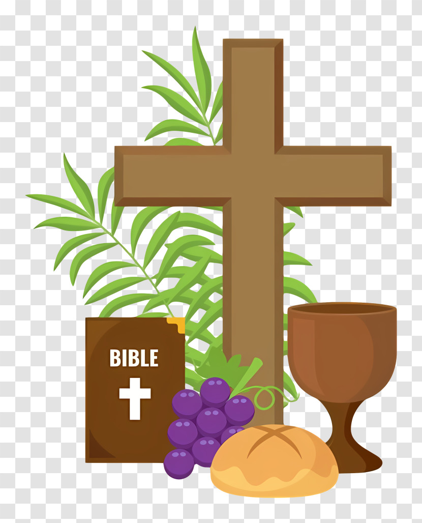 Baptism - Cross And Bible With Communion Elements Transparent PNG