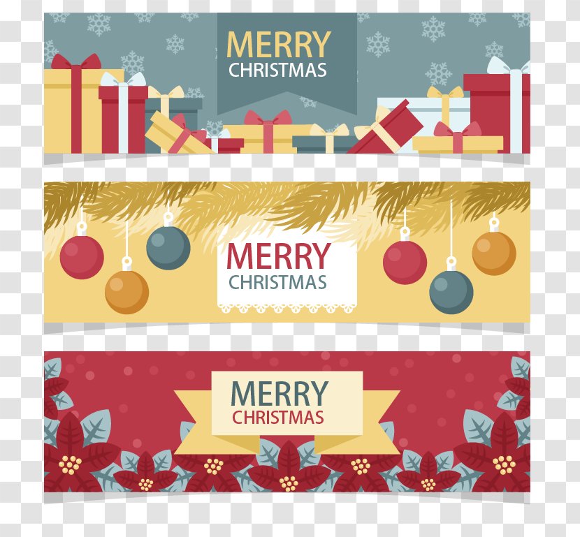 Christmas Holiday Euclidean Vector Wish - Advertising - Three Banners Transparent PNG