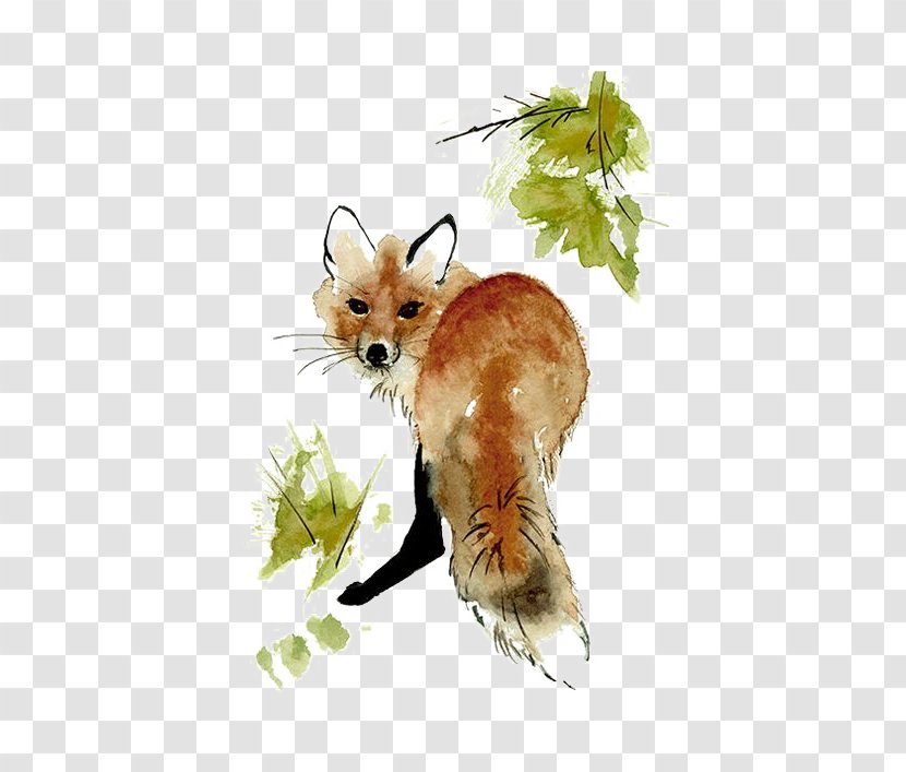 Red Fox Watercolor Painting Drawing Art - Landscape Transparent PNG