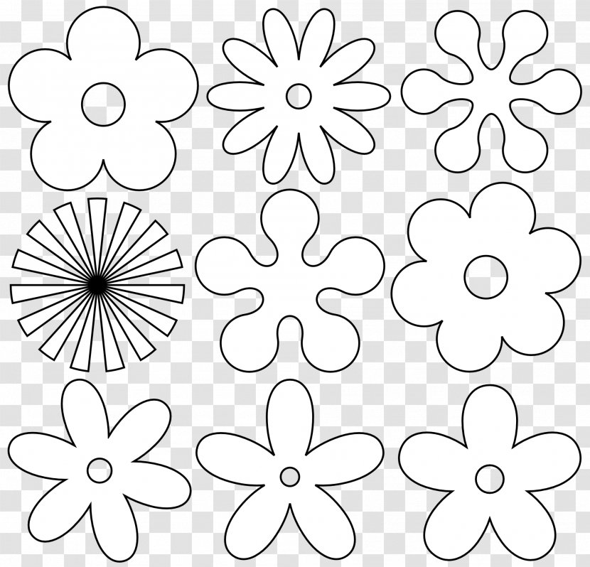 Flower Coloring Book Clip Art - Flora - Black Transparent PNG