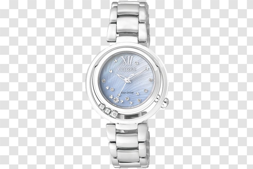 Citizen Holdings Eco-Drive Analog Watch Bracelet - Body Jewelry - Watches Silver Blue Diamond Female Form Transparent PNG