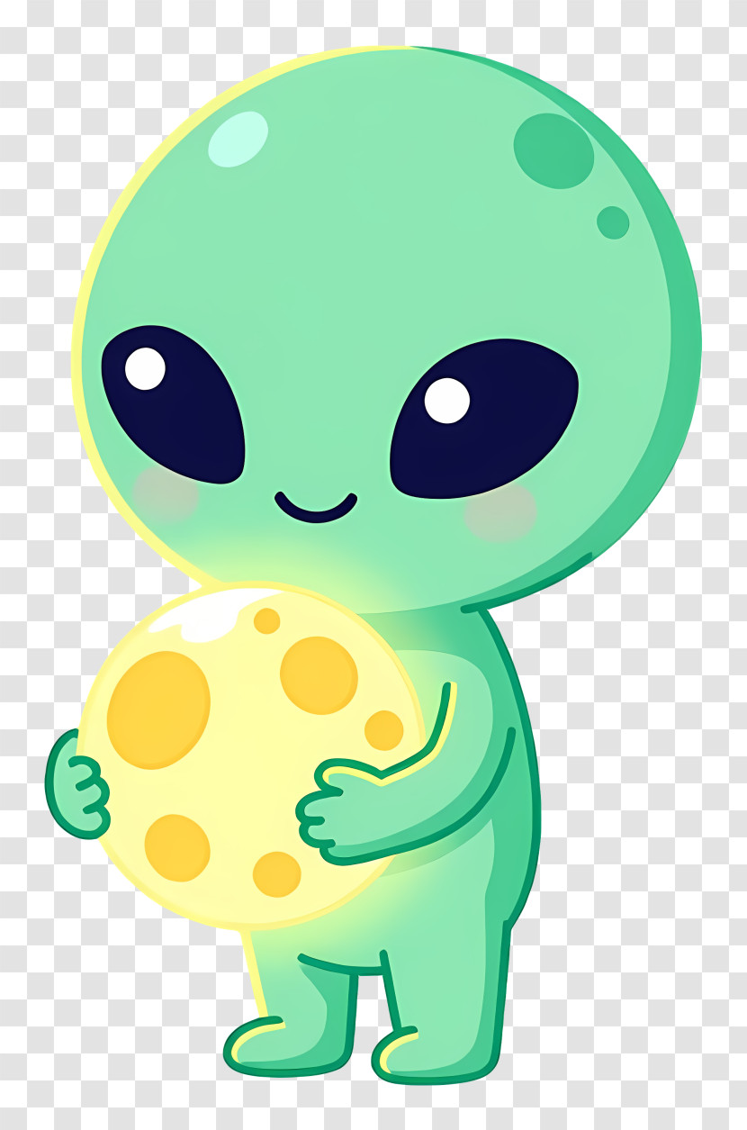 Kawaii Alien - Cute Alien Hugging Moon Transparent PNG