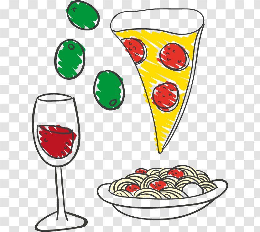 Italy Clip Art - Coreldraw - Food Wine Pizza Noodles Vector Material Transparent PNG