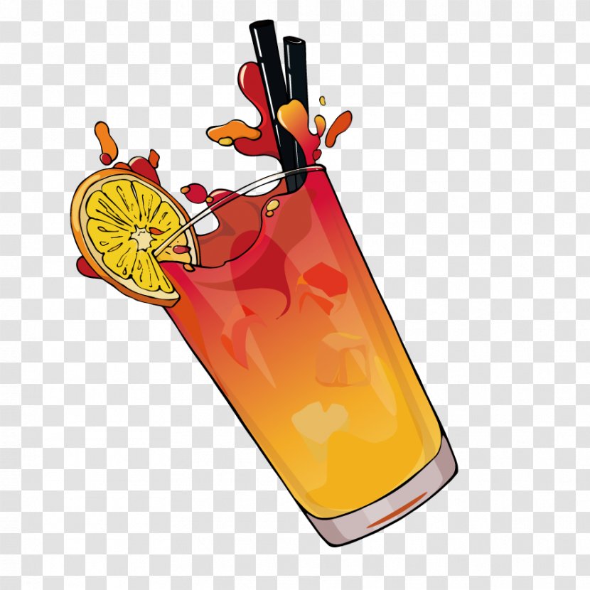 Orange Juice Cocktail Mai Tai Harvey Wallbanger - Sea Breeze - Vector Splash Transparent PNG