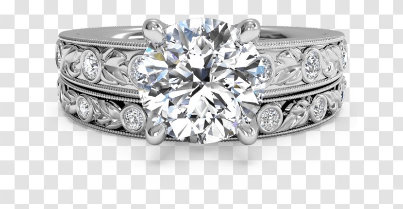Wedding Ring Silver Platinum Jewellery - Gold Leaf Transparent PNG