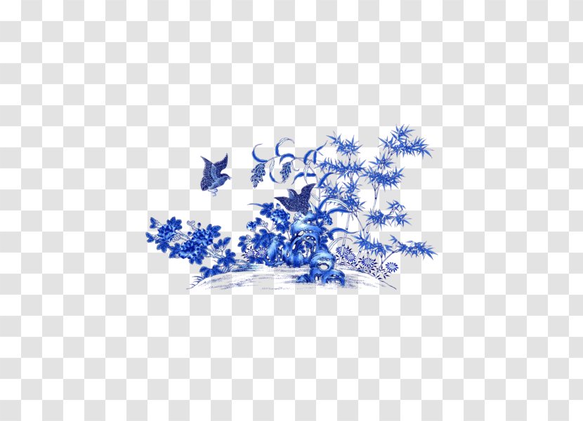 Blue And White Pottery Motif Ceramic Clip Art - Purple - Merlin, Bamboo Chrysanthemum Transparent PNG