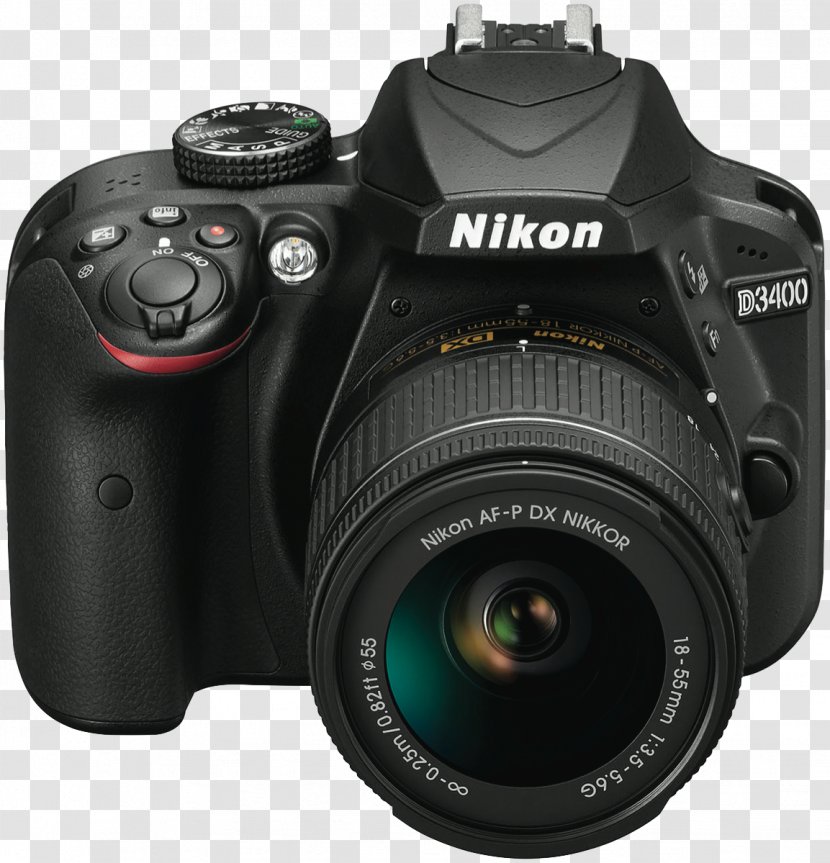 Nikon D3400 Digital SLR Canon EF-S 18–55mm Lens AF-S DX Zoom-Nikkor 18-55mm F/3.5-5.6G AF-P Nikkor Zoom VR - Silhouette - Camera Transparent PNG