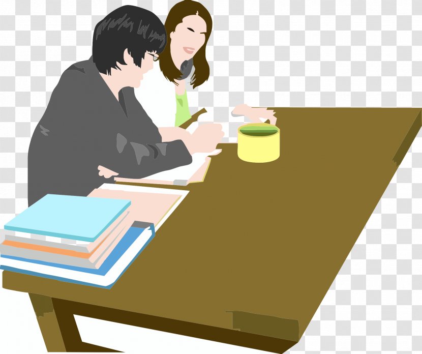 Table Cartoon Teacher Illustration - Learning - Two Teachers Together Prepare Lessons Transparent PNG