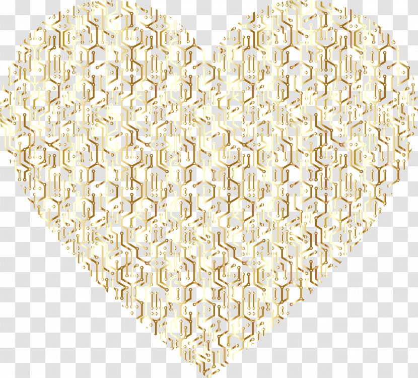 Heart Electronics Electronic Circuit Clip Art - Frame - Gold Transparent PNG
