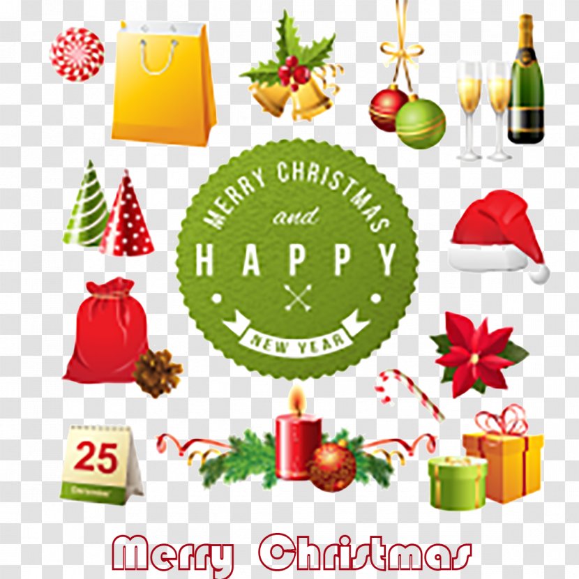 Santa Claus Christmas Gift Element - Poinsettia - 13 Beautifully Designed Elements Transparent PNG