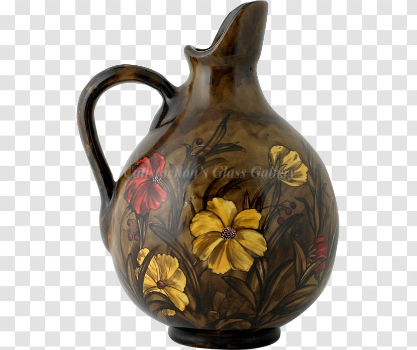 Ceramic Pitcher Vase Jug Tableware - Hand-painted Flowers Background Material Transparent PNG