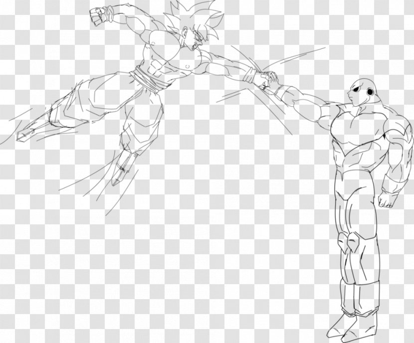 Goku Drawing Super Saiya Character Sketch - Wing - Line Draft Transparent PNG