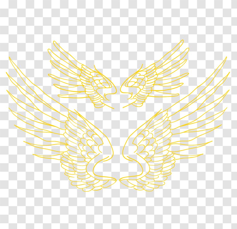 Yellow Illustration - Head - Hand-painted Bird Wings Transparent PNG