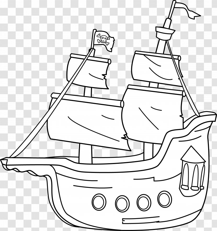 Ship Black And White Clip Art - Boat Transparent PNG
