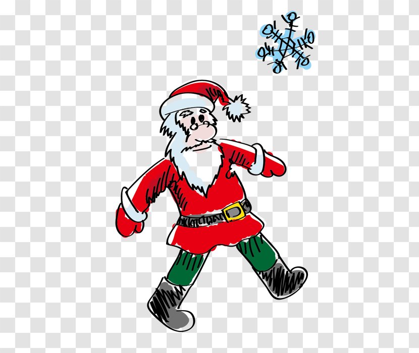 Christmas Tree Gift Stocking Cartoon - Ornament - Snowflake Hand-painted Santa Claus Transparent PNG