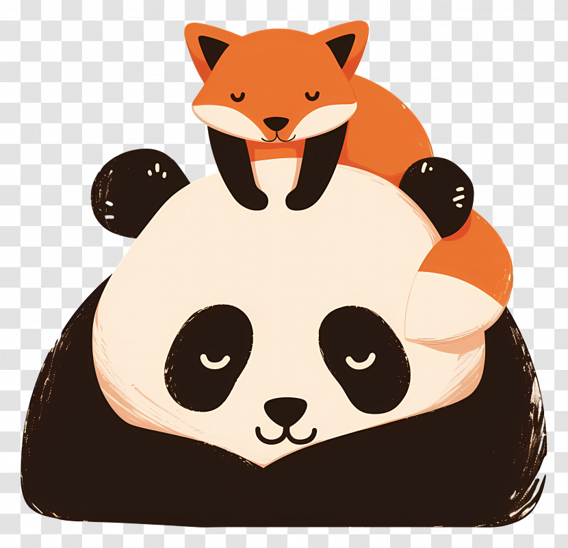 Mellow Out - Fox Resting On A Panda Transparent PNG