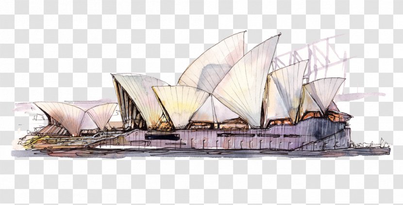 Sydney Opera House Watercolor Painting Poster - Hand-painted Transparent PNG