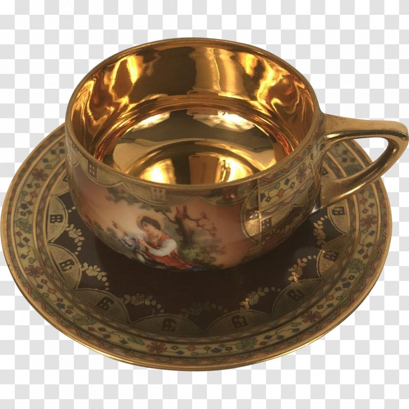 Coffee Cup Saucer Material 01504 - Brass Transparent PNG