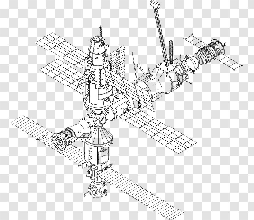 International Space Station Drawing Mir - Line Art - Vector Spacing Material Transparent PNG