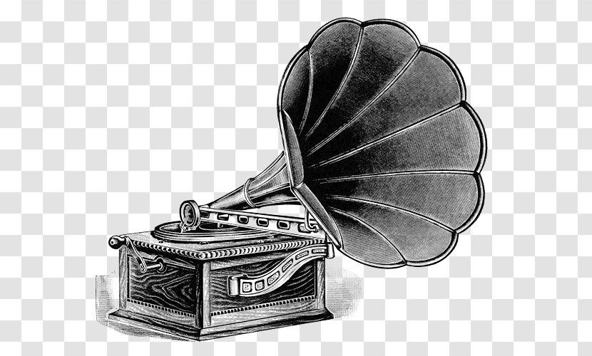 Phonograph Record Clip Art Black And White Image - Disc Jockey - Dessin Gramophone Transparent PNG