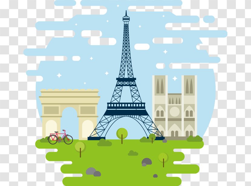 Eiffel Tower Arc De Triomphe Monument Clip Art - Hand-drawn Element Vector Paris Transparent PNG