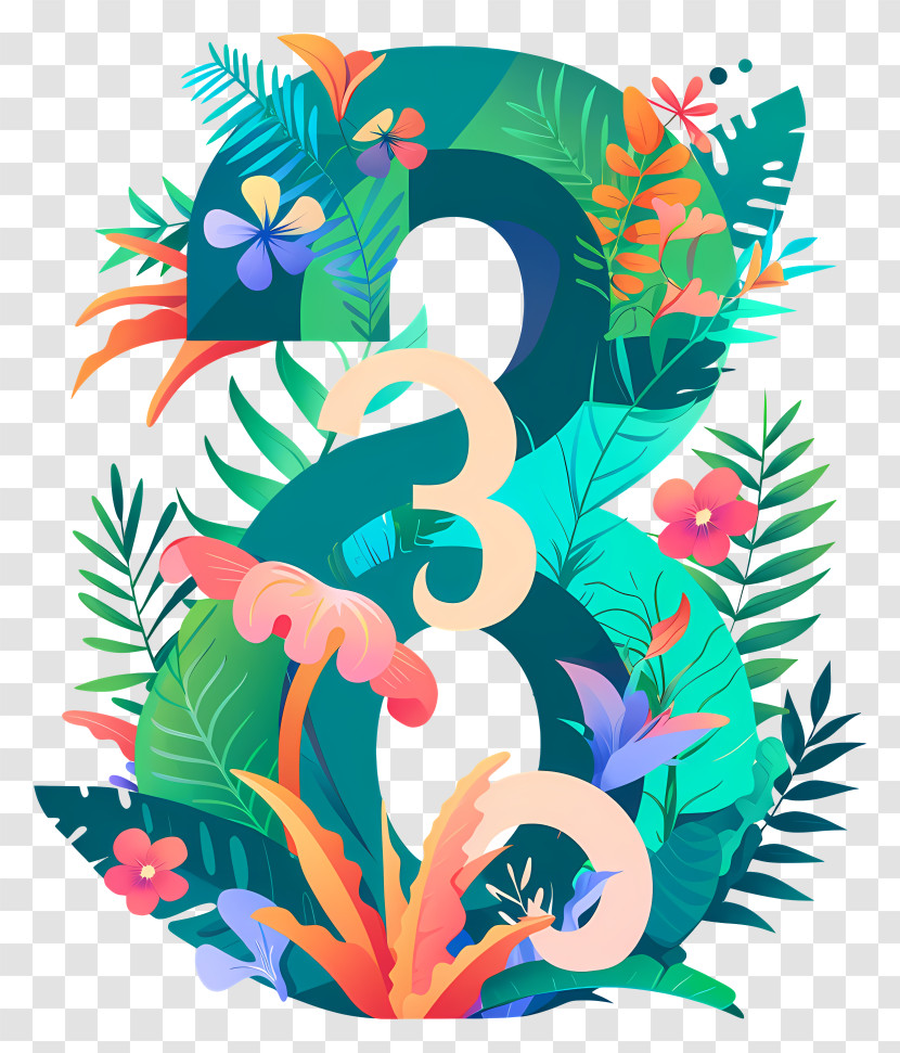 Number 8 - Colorful Floral Number 8 Transparent PNG
