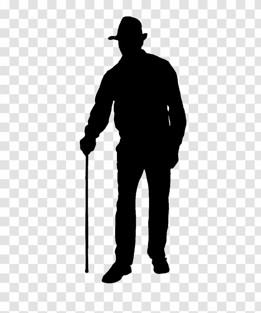 Silhouette Illustration - Of Man On Crutches Wearing A Hat Transparent PNG