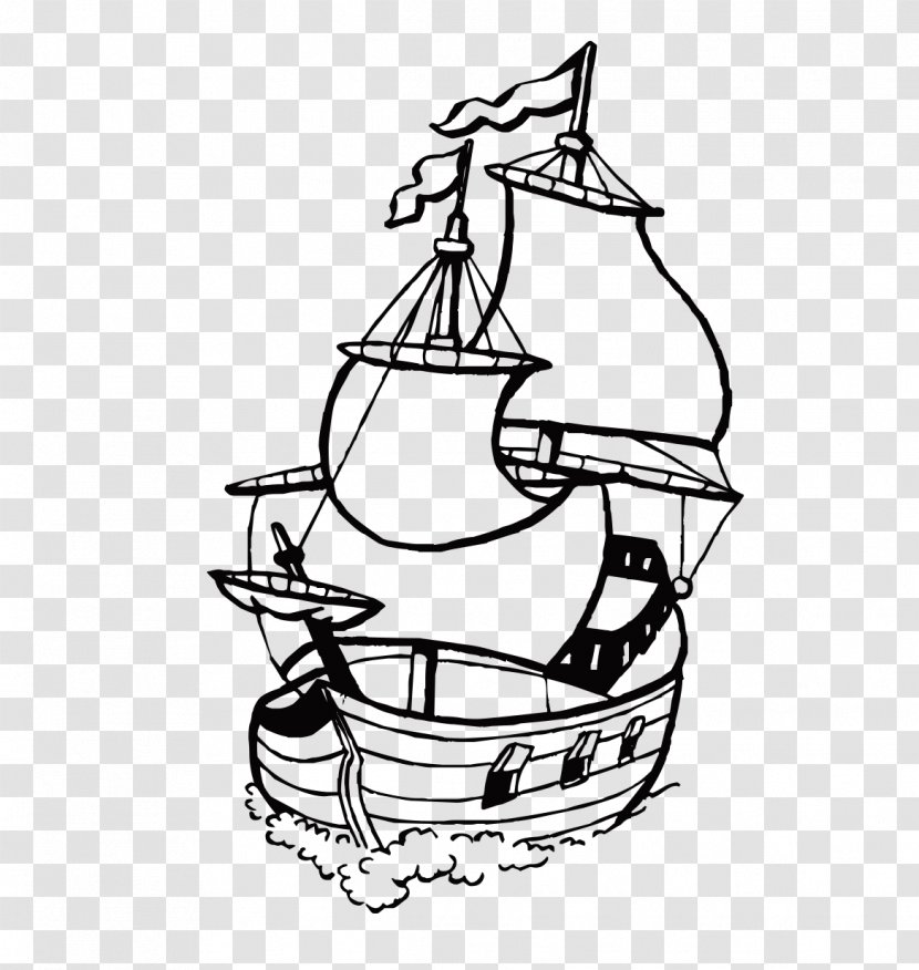 Coloring Book Sailboat Sailing Ship - Recreation - Silhouette Transparent PNG