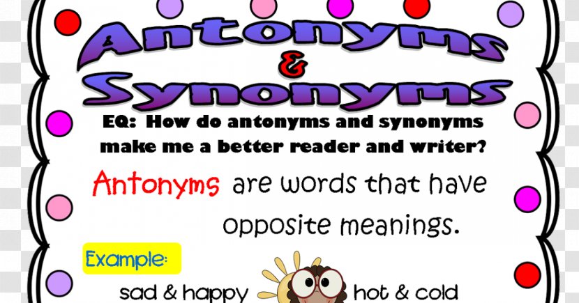 Opposite Synonyms And Antonyms Clip Art Word - Cartoon Transparent PNG