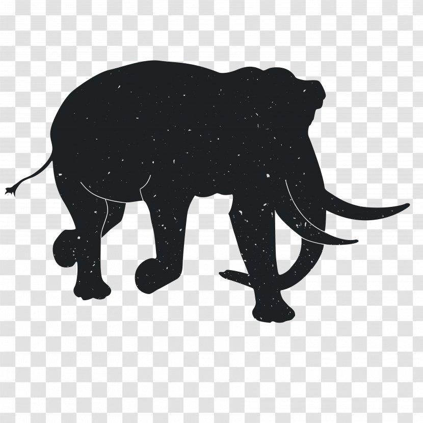Silhouette African Elephant Indian - Black And White - Animal Silhouettes Transparent PNG