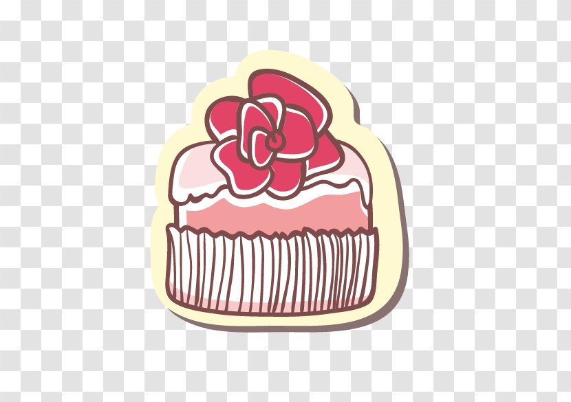 Cupcake Cream Pie Torte Fruitcake - Pink - Cartoon Cake Transparent PNG