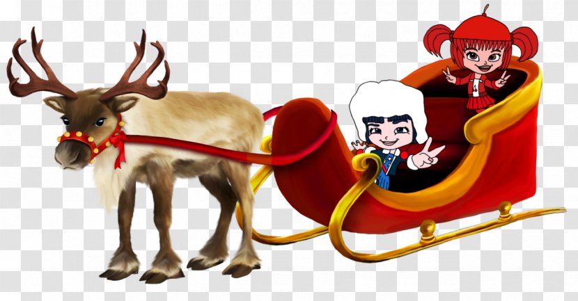 Santa Claus's Reindeer Rudolph Sled - Antler - Fan Bingbing Transparent PNG