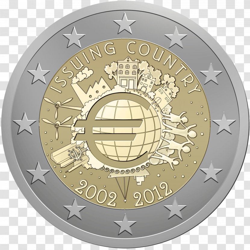 2 Euro Coin European Union Commemorative Coins Transparent PNG