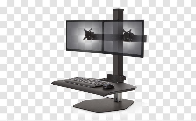 Sit-stand Desk Laptop Standing Multi-monitor - Shelving Transparent PNG