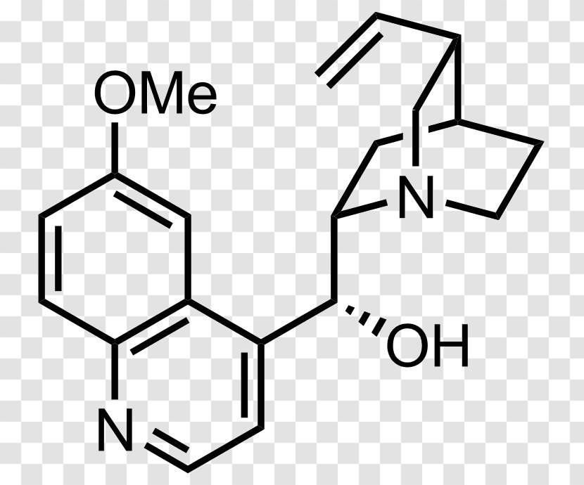 Quinine Total Synthesis Quinidine Cinchona Pubescens Chloroquine - Number - Black And White Transparent PNG