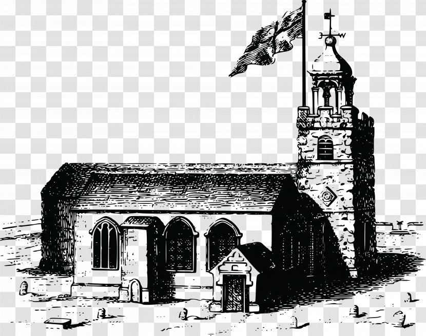 Parish Clip Art Church Steeple - Monochrome Transparent PNG