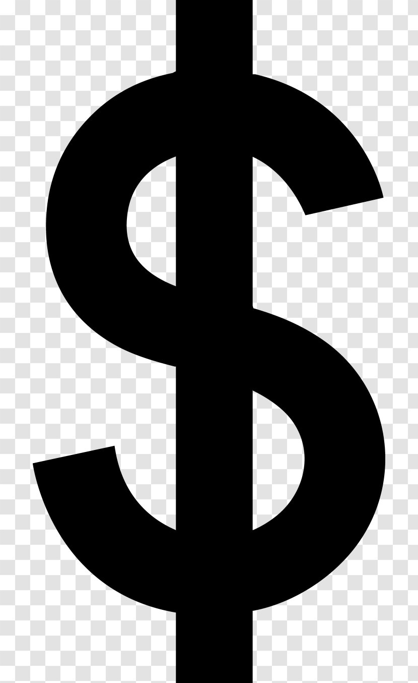 Dollar Sign - Black - Blackandwhite Number Transparent PNG